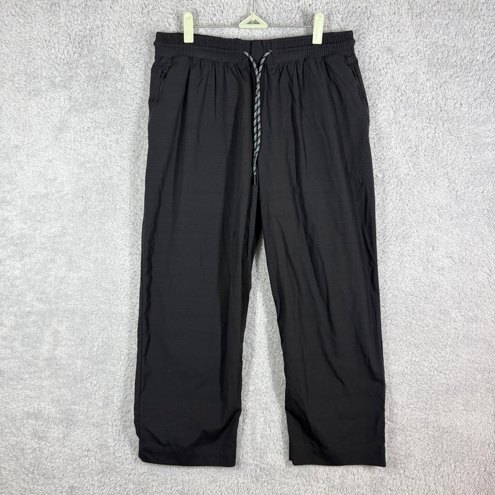 Athleta Trekkie Straight Crop Pants Size 12 Black Pull On Lightweight Pocket